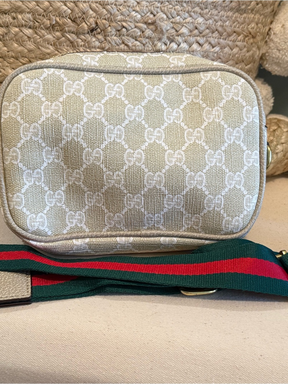Unlisted Cream GG Monogram Crossbody with Green and Red Stripe - Picture 9 of 9